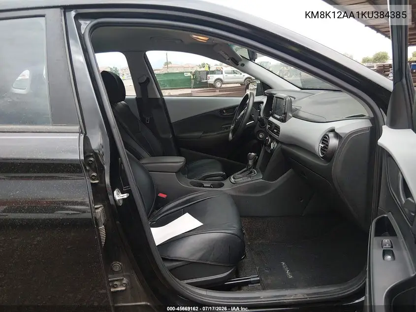 2019 Hyundai Kona Se VIN: KM8K12AA1KU384385 Lot: 45669162