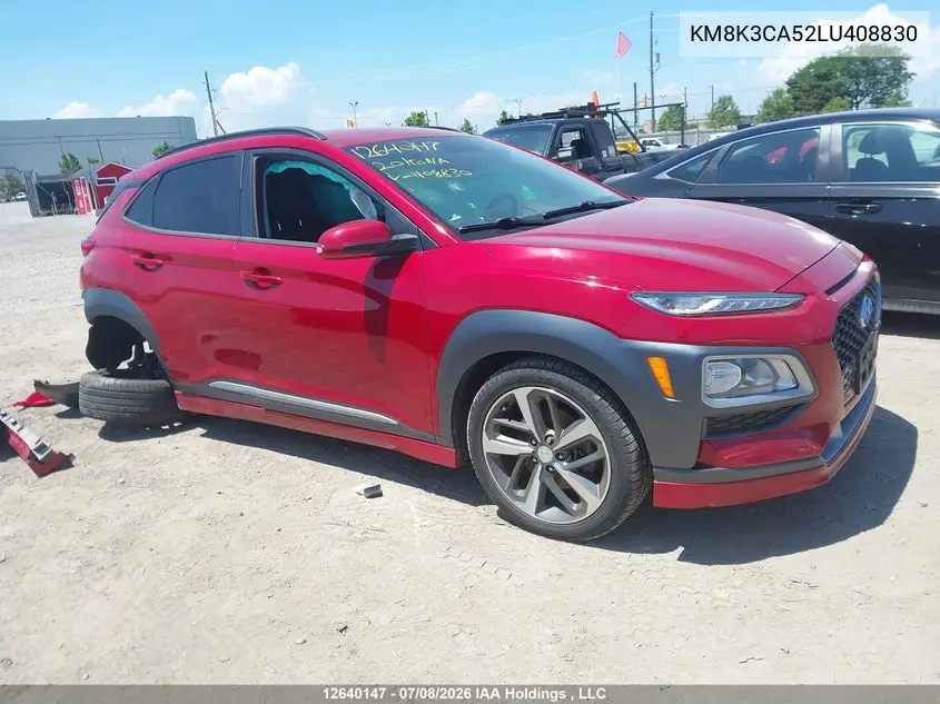 2020 Hyundai Kona VIN: KM8K3CA52LU408830 Lot: 12640147