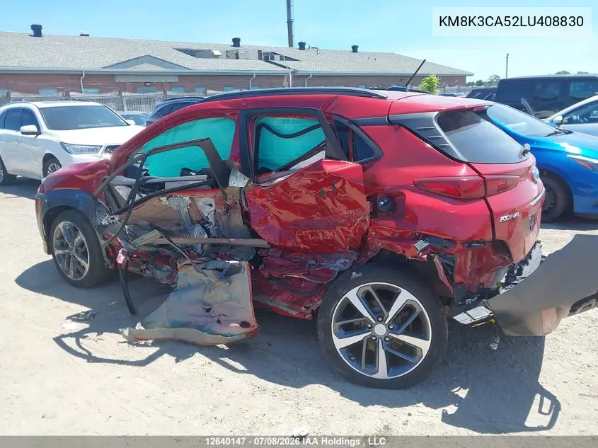 2020 Hyundai Kona VIN: KM8K3CA52LU408830 Lot: 12640147