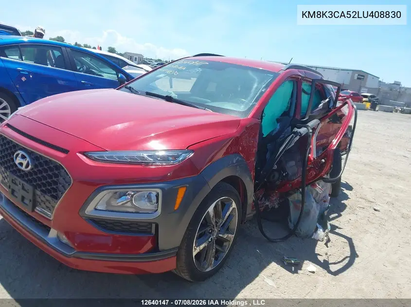 2020 Hyundai Kona VIN: KM8K3CA52LU408830 Lot: 12640147