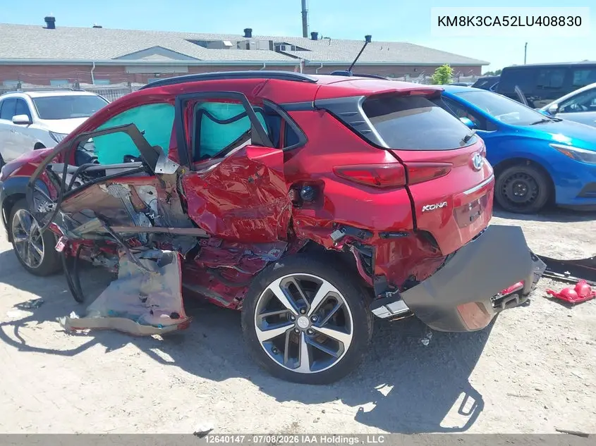2020 Hyundai Kona VIN: KM8K3CA52LU408830 Lot: 12640147