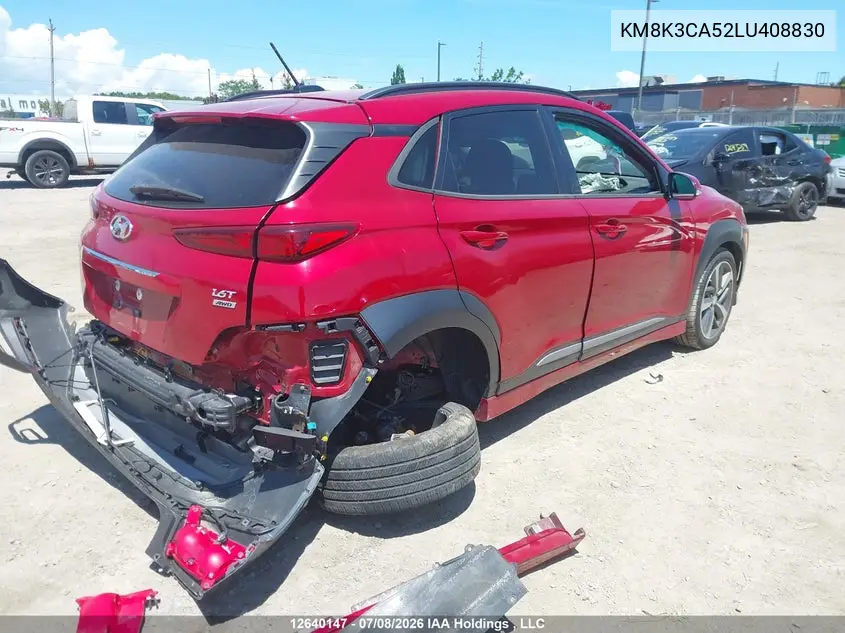 2020 Hyundai Kona VIN: KM8K3CA52LU408830 Lot: 12640147