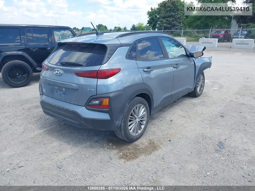 2020 Hyundai Kona VIN: KM8K6CAA4LU539410 Lot: 12650285