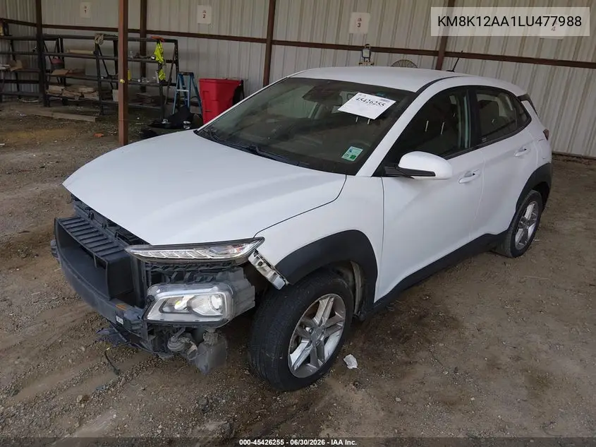 2020 Hyundai Kona Se VIN: KM8K12AA1LU477988 Lot: 45426255