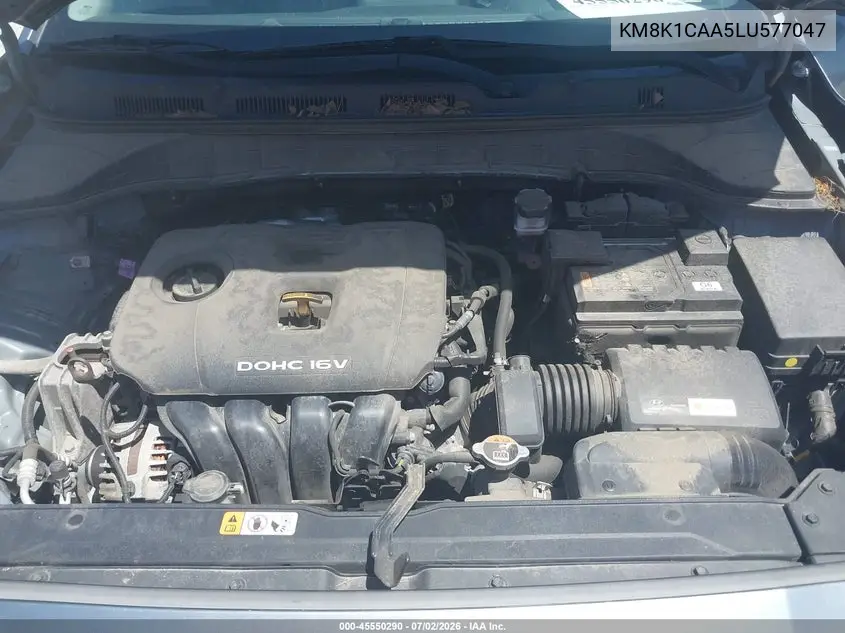 2020 Hyundai Kona Se VIN: KM8K1CAA5LU577047 Lot: 45550290