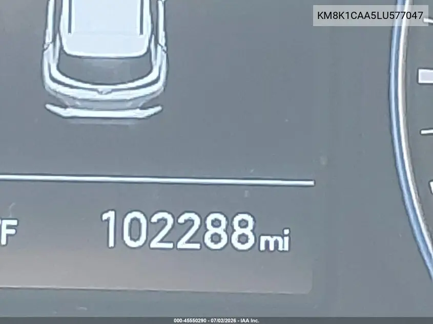 2020 Hyundai Kona Se VIN: KM8K1CAA5LU577047 Lot: 45550290