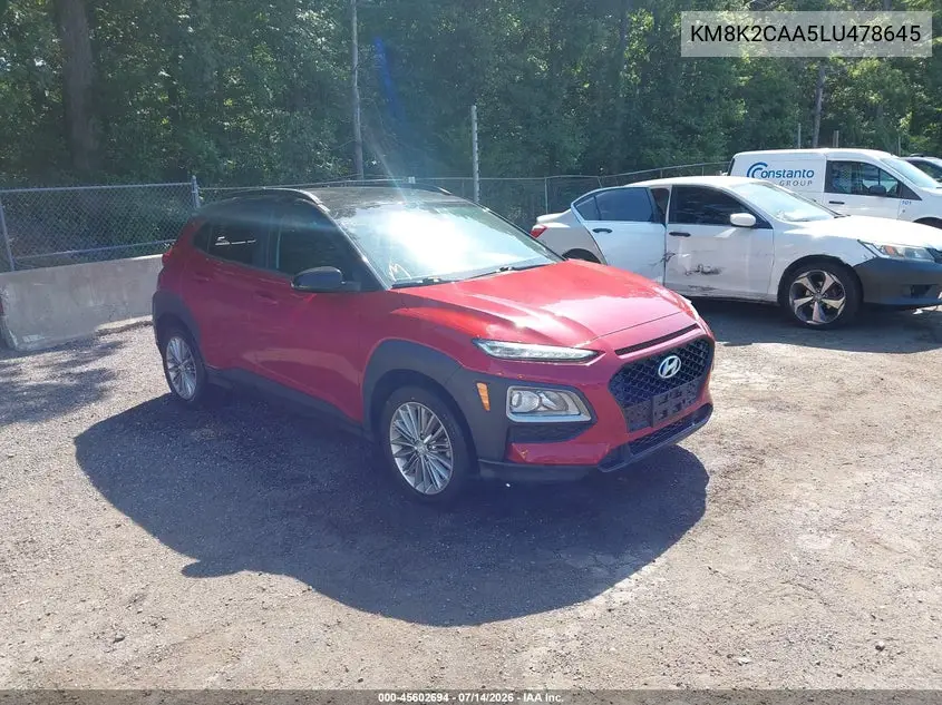 2020 Hyundai Kona Sel VIN: KM8K2CAA5LU478645 Lot: 45602694