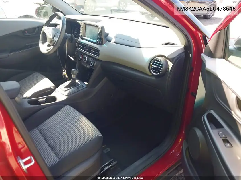 2020 Hyundai Kona Sel VIN: KM8K2CAA5LU478645 Lot: 45602694