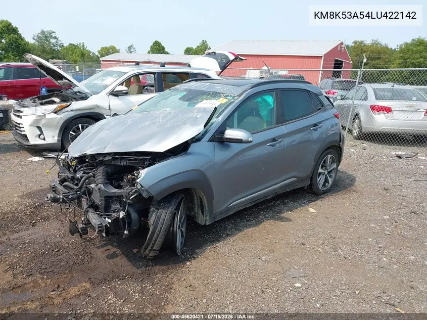 2020 Hyundai Kona Ultimate VIN: KM8K53A54LU422142 Lot: 45620421
