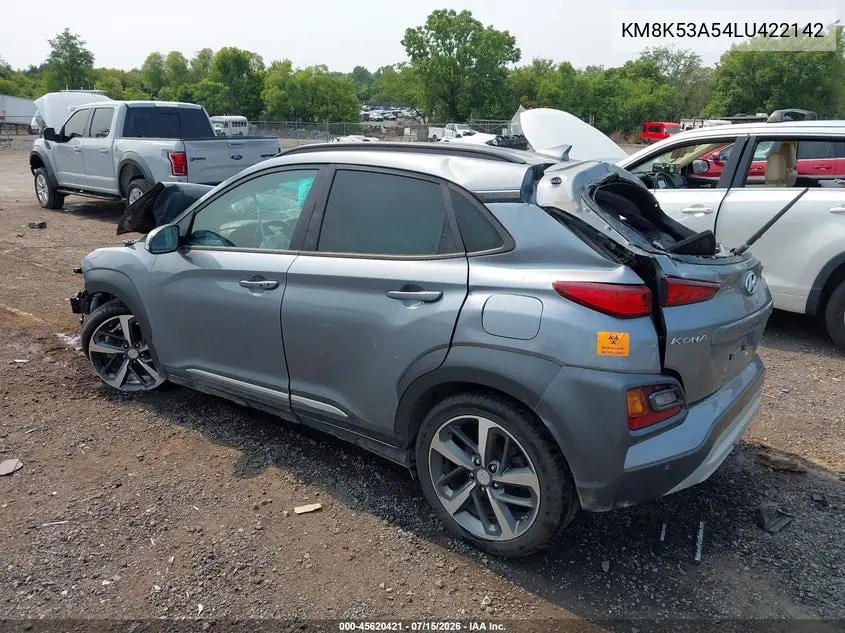 2020 Hyundai Kona Ultimate VIN: KM8K53A54LU422142 Lot: 45620421