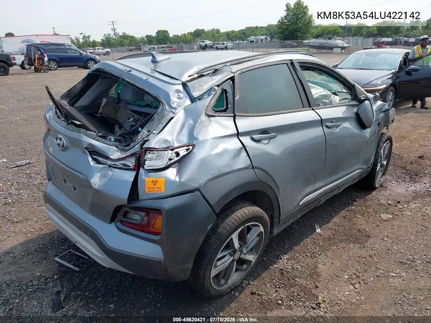 2020 Hyundai Kona Ultimate VIN: KM8K53A54LU422142 Lot: 45620421