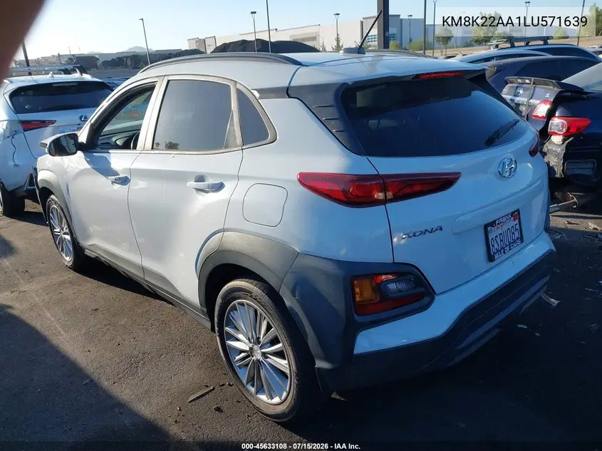 2020 Hyundai Kona Sel VIN: KM8K22AA1LU571639 Lot: 45633108