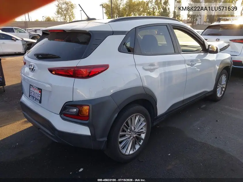 2020 Hyundai Kona Sel VIN: KM8K22AA1LU571639 Lot: 45633108