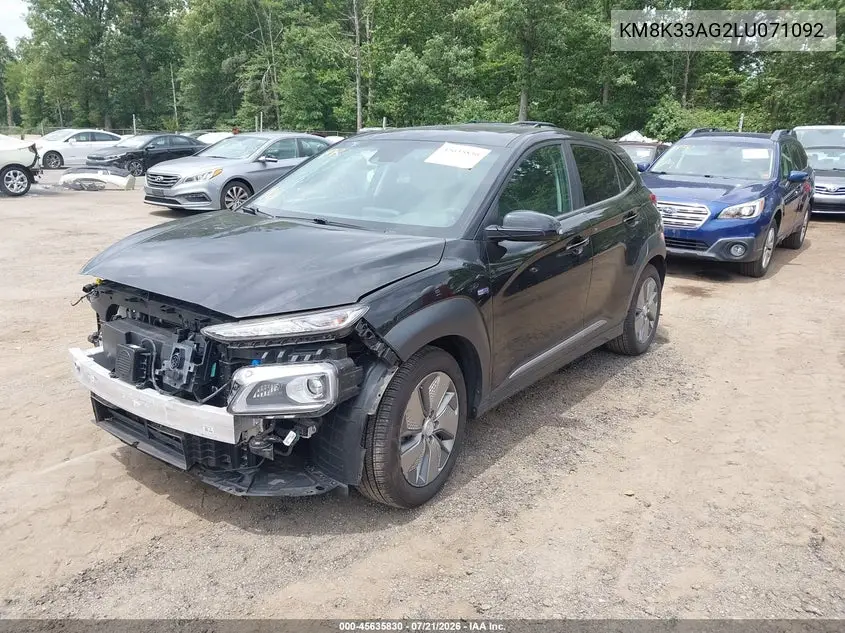 2020 Hyundai Kona Electric Limited VIN: KM8K33AG2LU071092 Lot: 45635830