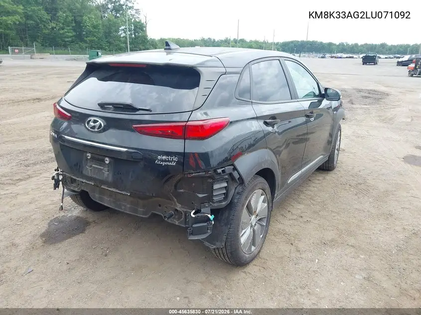 2020 Hyundai Kona Electric Limited VIN: KM8K33AG2LU071092 Lot: 45635830