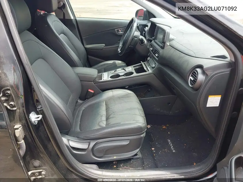 2020 Hyundai Kona Electric Limited VIN: KM8K33AG2LU071092 Lot: 45635830