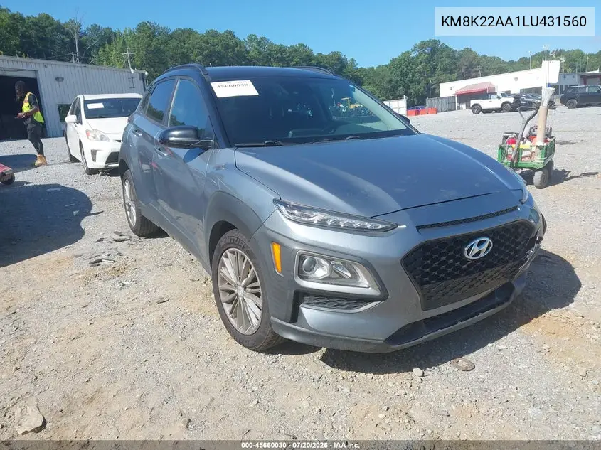 2020 Hyundai Kona Sel VIN: KM8K22AA1LU431560 Lot: 45660030