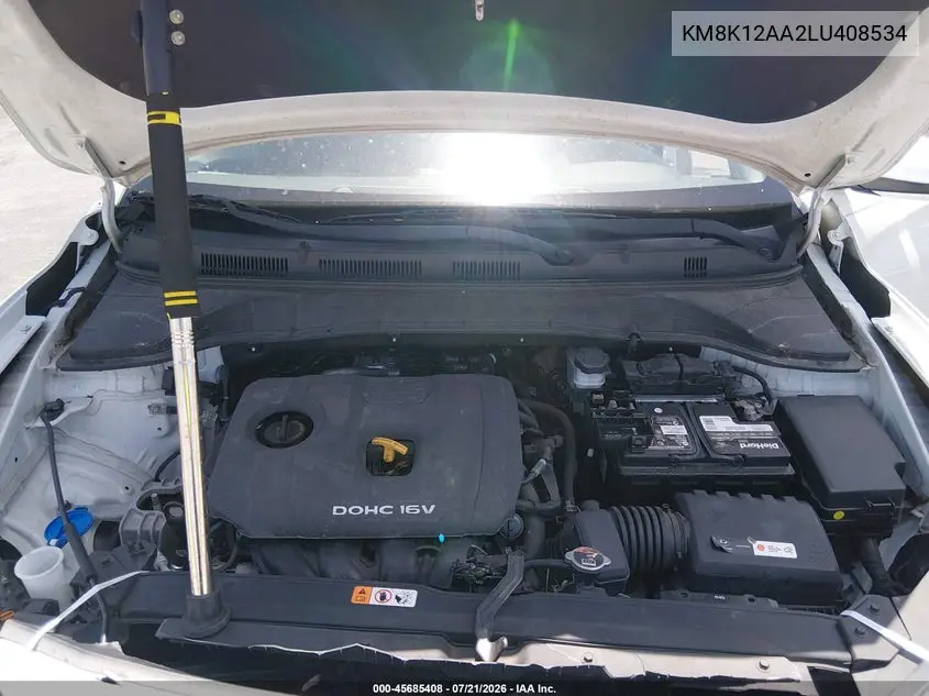 2020 Hyundai Kona Se VIN: KM8K12AA2LU408534 Lot: 45685408