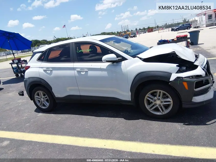 2020 Hyundai Kona Se VIN: KM8K12AA2LU408534 Lot: 45685408