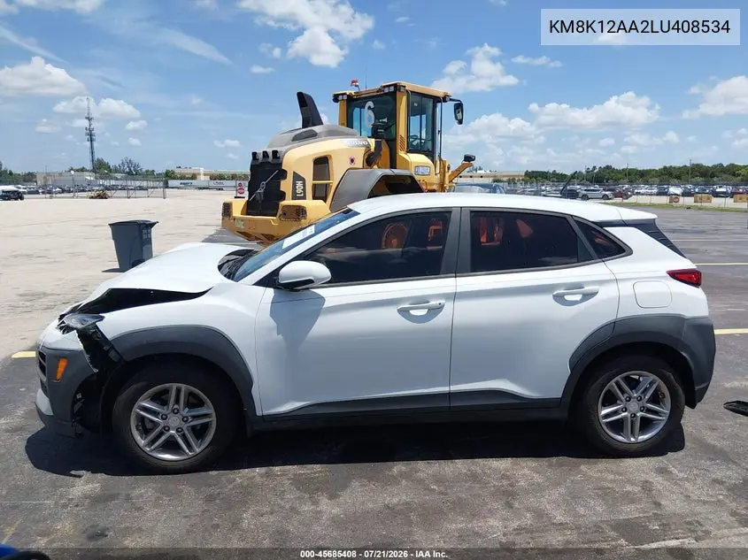 2020 Hyundai Kona Se VIN: KM8K12AA2LU408534 Lot: 45685408