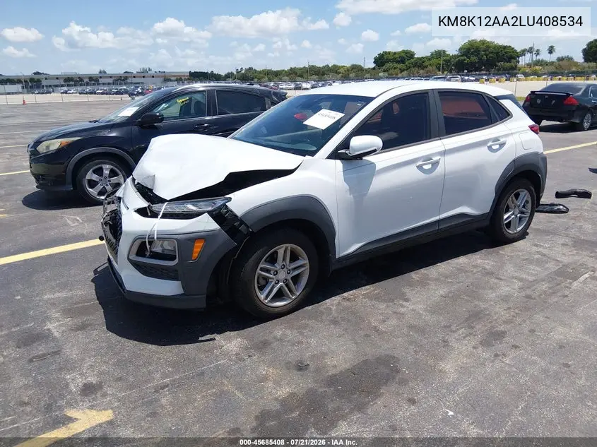 2020 Hyundai Kona Se VIN: KM8K12AA2LU408534 Lot: 45685408
