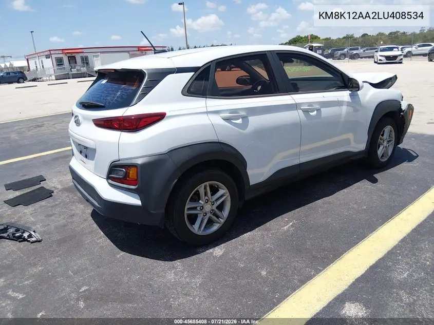 2020 Hyundai Kona Se VIN: KM8K12AA2LU408534 Lot: 45685408