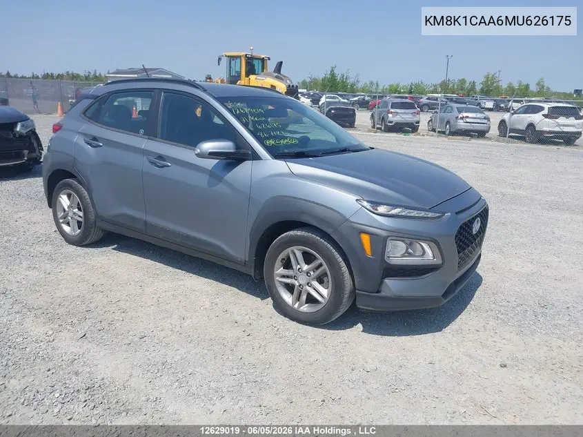 2021 Hyundai Kona Se VIN: KM8K1CAA6MU626175 Lot: 12629019