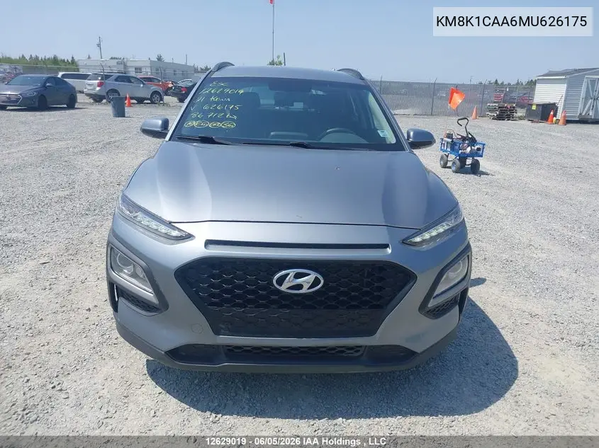 2021 Hyundai Kona Se VIN: KM8K1CAA6MU626175 Lot: 12629019