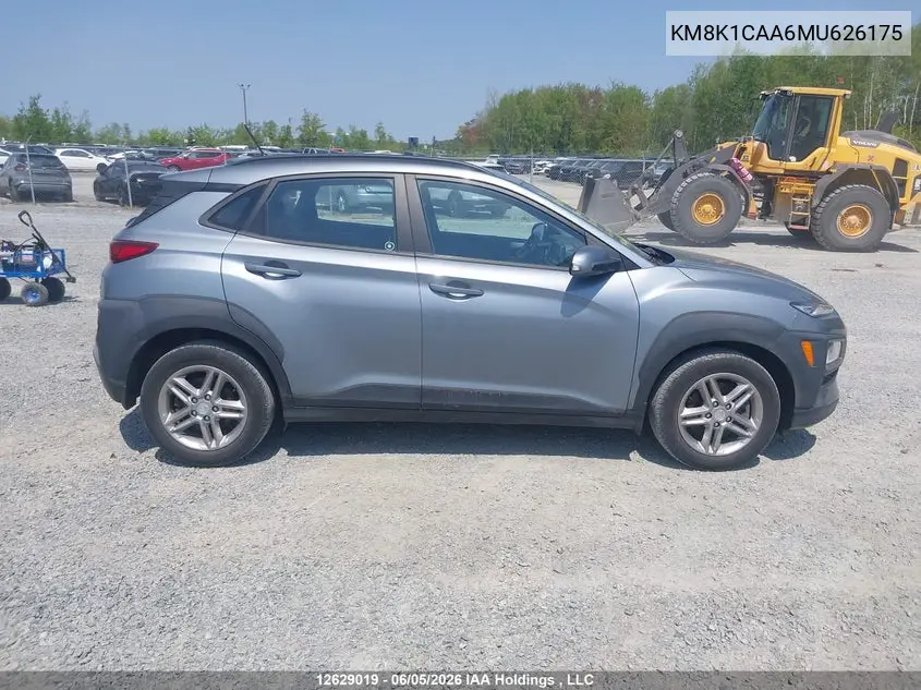 2021 Hyundai Kona Se VIN: KM8K1CAA6MU626175 Lot: 12629019