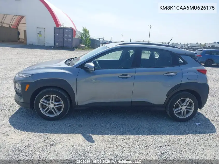 2021 Hyundai Kona Se VIN: KM8K1CAA6MU626175 Lot: 12629019
