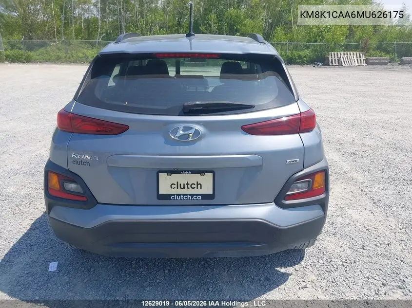 2021 Hyundai Kona Se VIN: KM8K1CAA6MU626175 Lot: 12629019