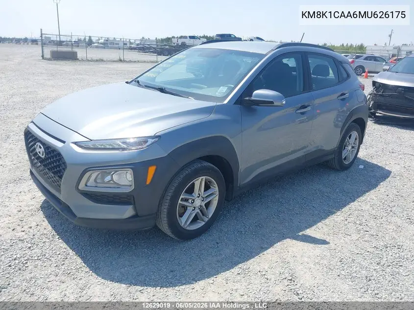2021 Hyundai Kona Se VIN: KM8K1CAA6MU626175 Lot: 12629019