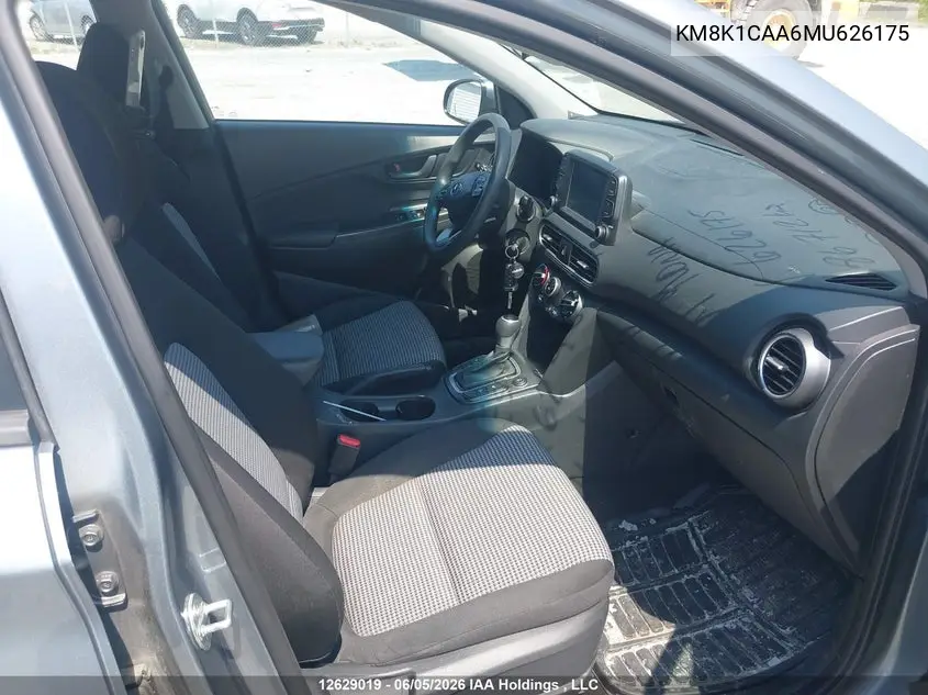 2021 Hyundai Kona Se VIN: KM8K1CAA6MU626175 Lot: 12629019