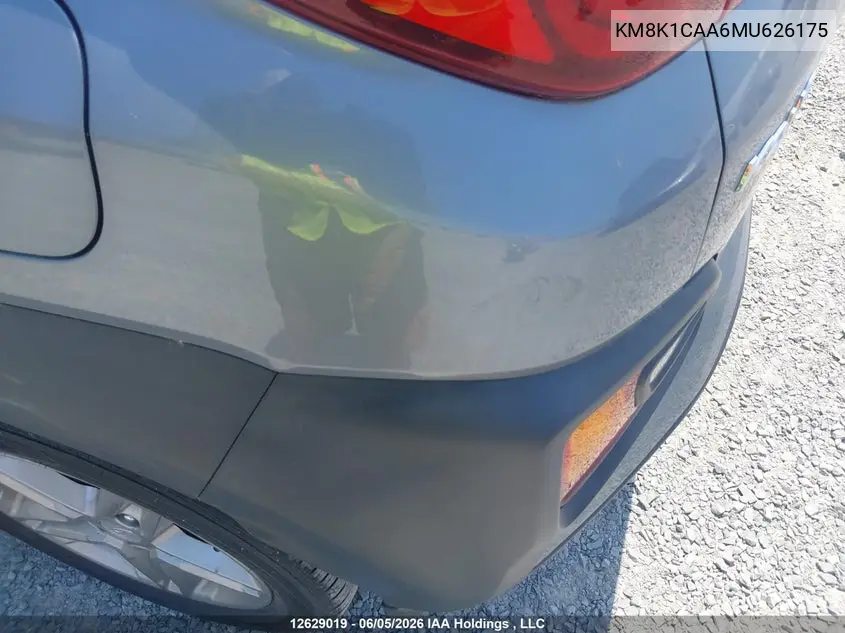 2021 Hyundai Kona Se VIN: KM8K1CAA6MU626175 Lot: 12629019