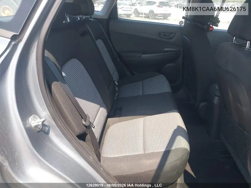 2021 Hyundai Kona Se VIN: KM8K1CAA6MU626175 Lot: 12629019