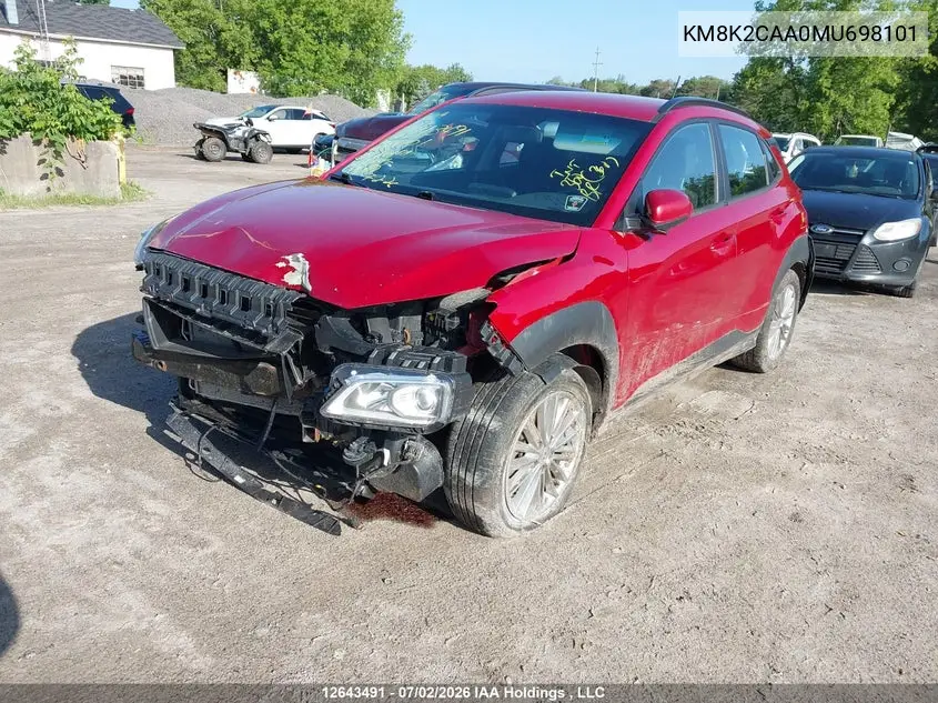 2021 Hyundai Kona Sel VIN: KM8K2CAA0MU698101 Lot: 12643491