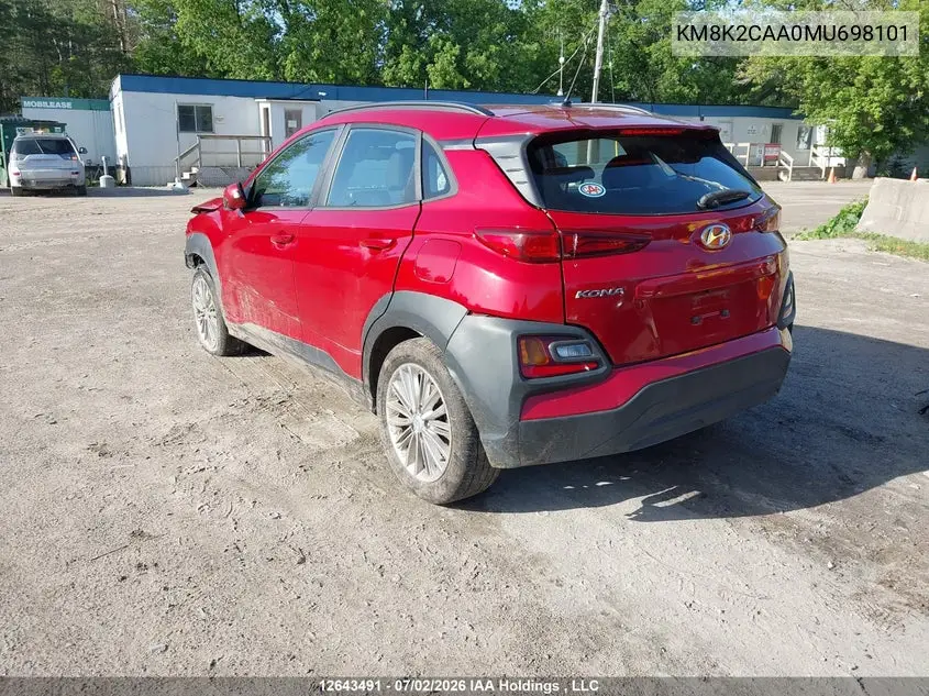 2021 Hyundai Kona Sel VIN: KM8K2CAA0MU698101 Lot: 12643491