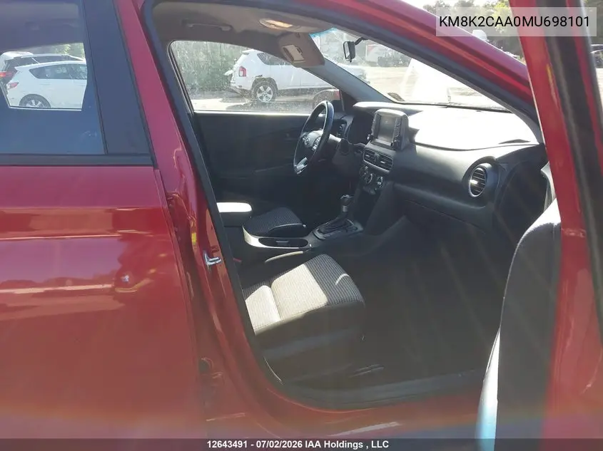 2021 Hyundai Kona Sel VIN: KM8K2CAA0MU698101 Lot: 12643491