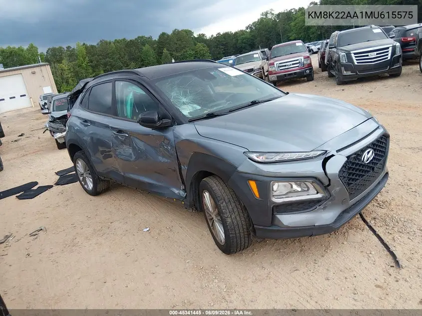 2021 Hyundai Kona Sel VIN: KM8K22AA1MU615575 Lot: 45341445