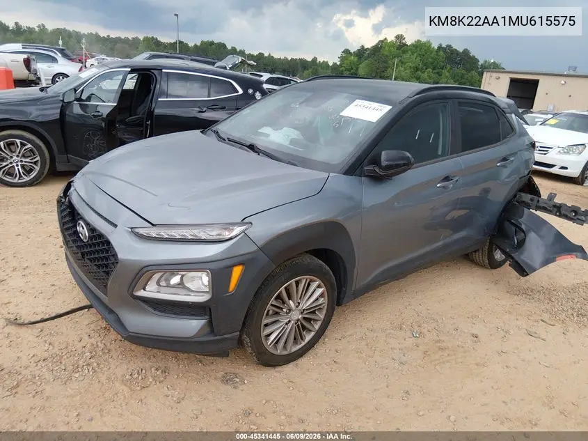 2021 Hyundai Kona Sel VIN: KM8K22AA1MU615575 Lot: 45341445