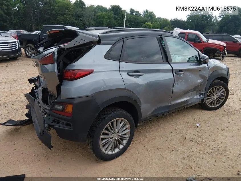 2021 Hyundai Kona Sel VIN: KM8K22AA1MU615575 Lot: 45341445