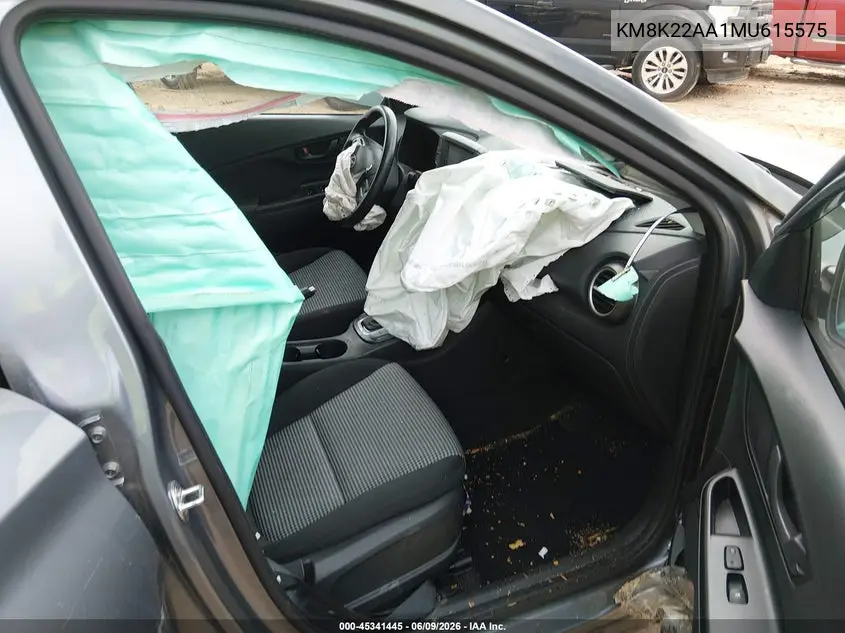 2021 Hyundai Kona Sel VIN: KM8K22AA1MU615575 Lot: 45341445