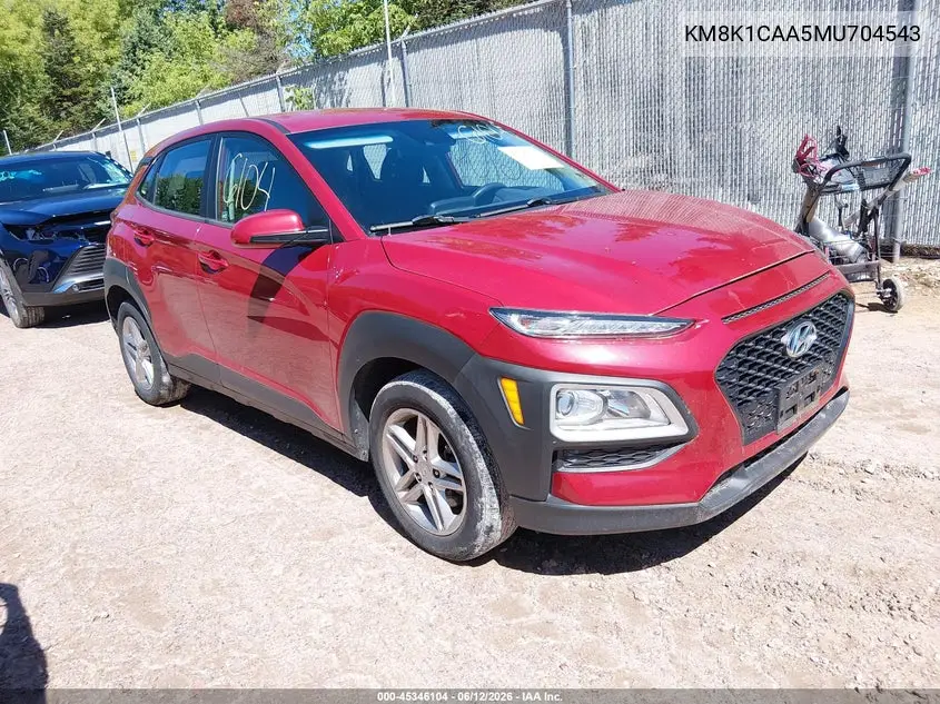 2021 Hyundai Kona Se VIN: KM8K1CAA5MU704543 Lot: 45346104