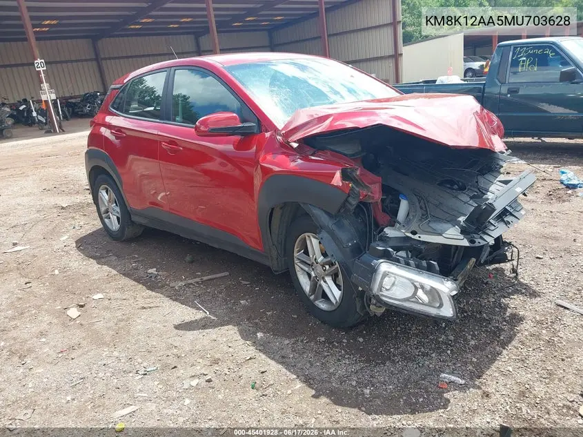 2021 Hyundai Kona Se VIN: KM8K12AA5MU703628 Lot: 45401928