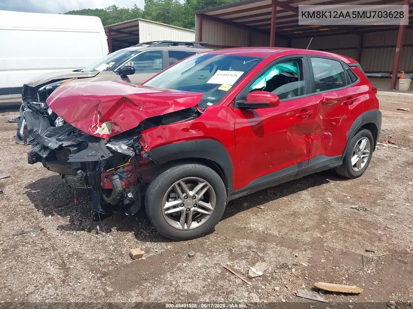 2021 Hyundai Kona Se VIN: KM8K12AA5MU703628 Lot: 45401928