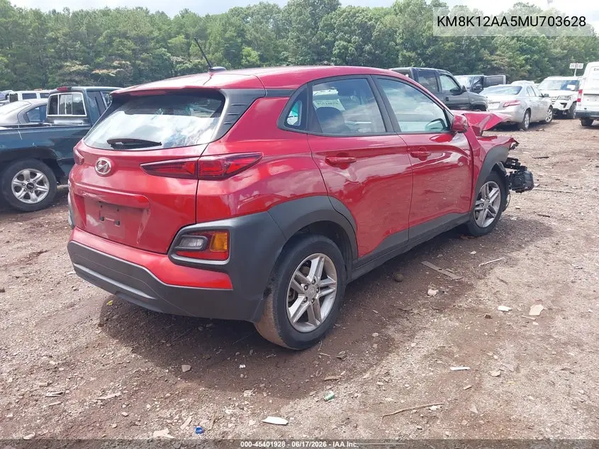 2021 Hyundai Kona Se VIN: KM8K12AA5MU703628 Lot: 45401928
