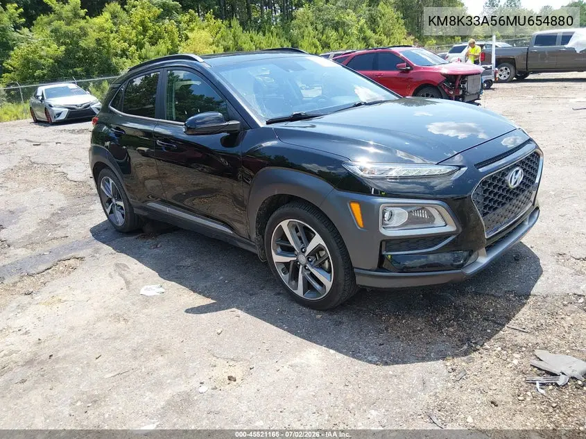 2021 Hyundai Kona Limited VIN: KM8K33A56MU654880 Lot: 45521165