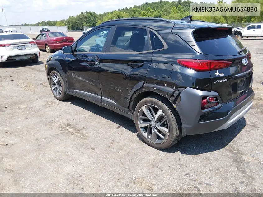 2021 Hyundai Kona Limited VIN: KM8K33A56MU654880 Lot: 45521165
