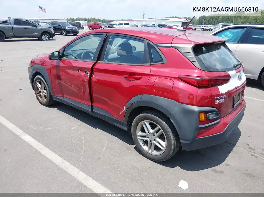 2021 Hyundai Kona Se VIN: KM8K12AA5MU666810 Lot: 45549617