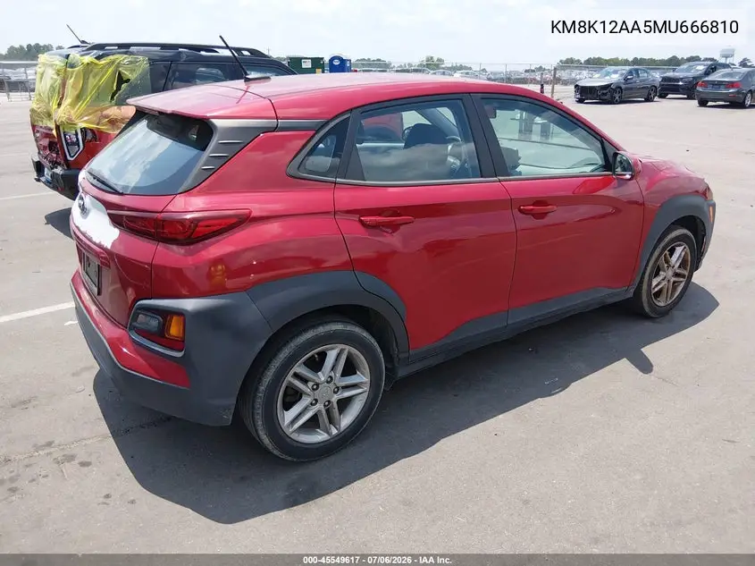 2021 Hyundai Kona Se VIN: KM8K12AA5MU666810 Lot: 45549617